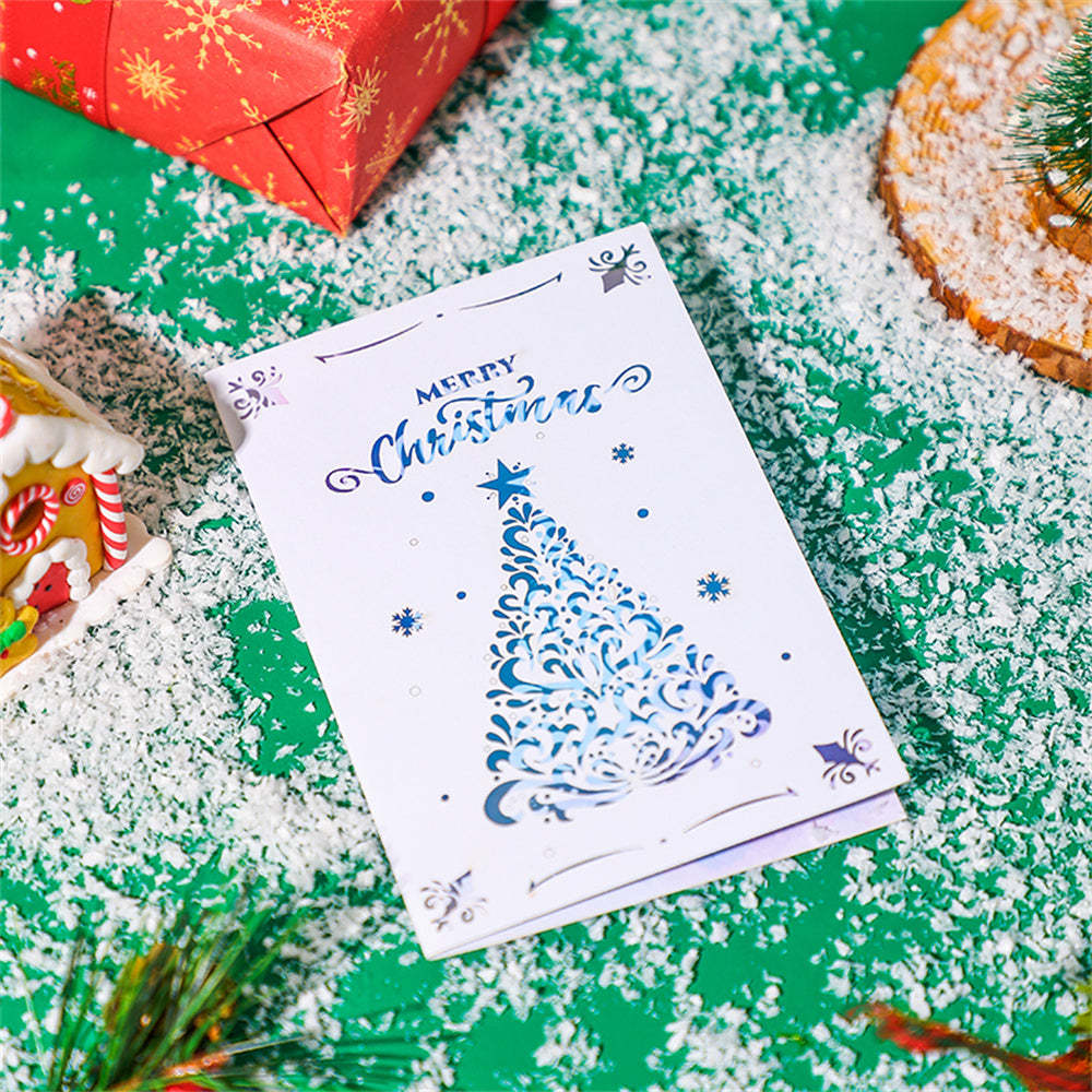 Christmas 3D Pop Up Card Hollow Christmas Greeting Card - auphotoblanket