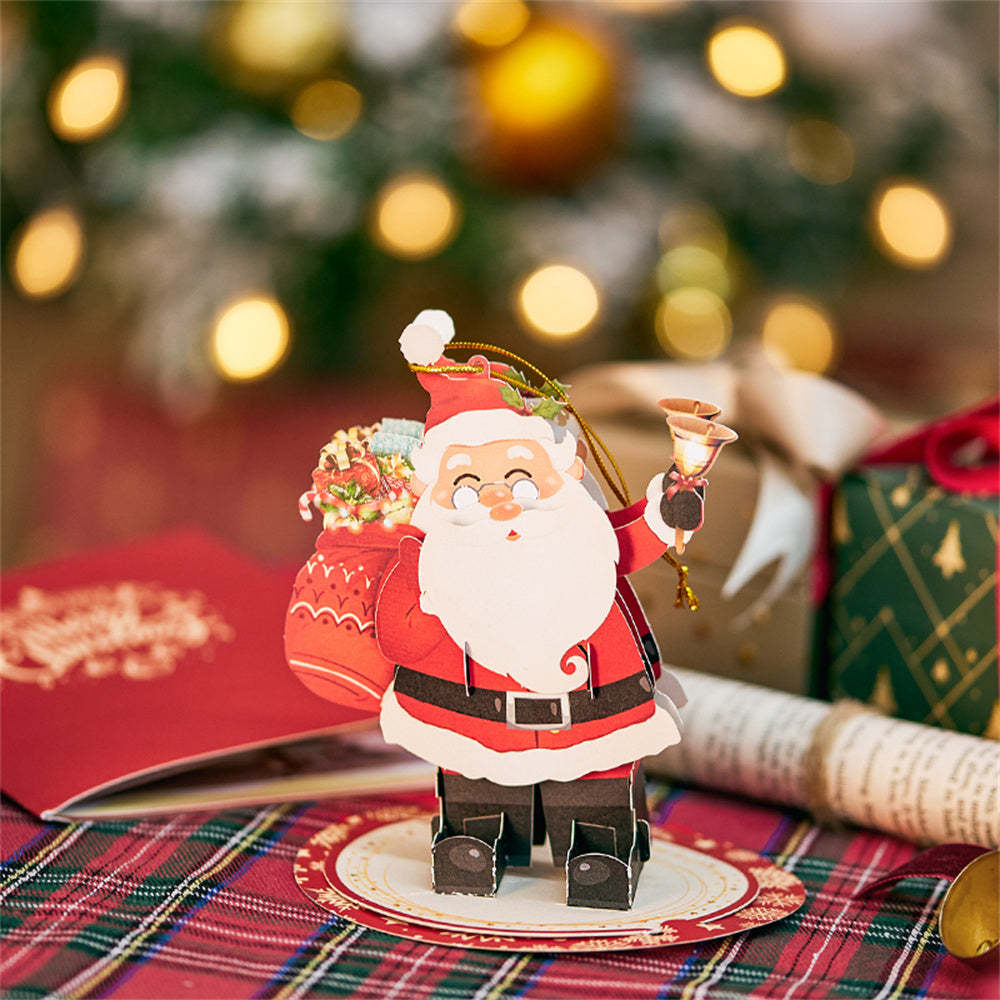 Christmas 3D Pop Up Card Santa Ornament Greeting Card - auphotoblanket
