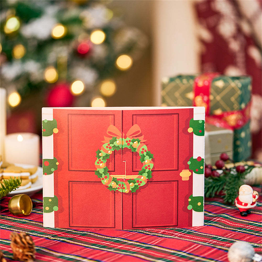 Double Opened Christmas 3D Pop Up Card Christmas Family Greeting Card - auphotoblanket