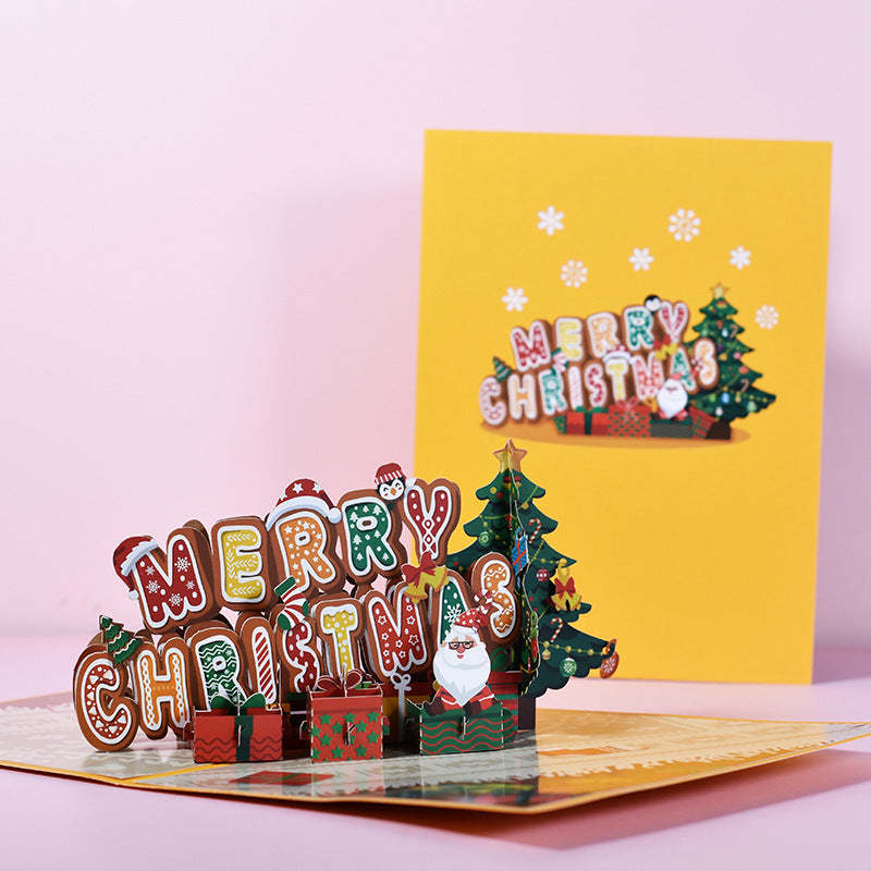Merry Christmas 3D Pop-Up Card Greeting Card - auphotoblanket