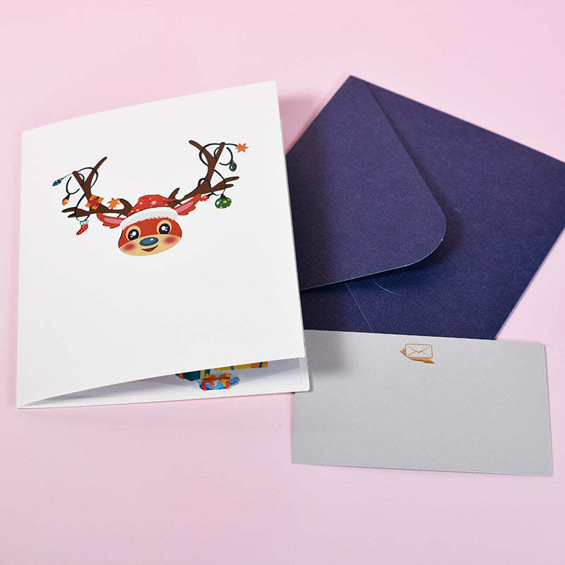 Christmas Elk 3D Pop-Up Card Greeting Card - auphotoblanket