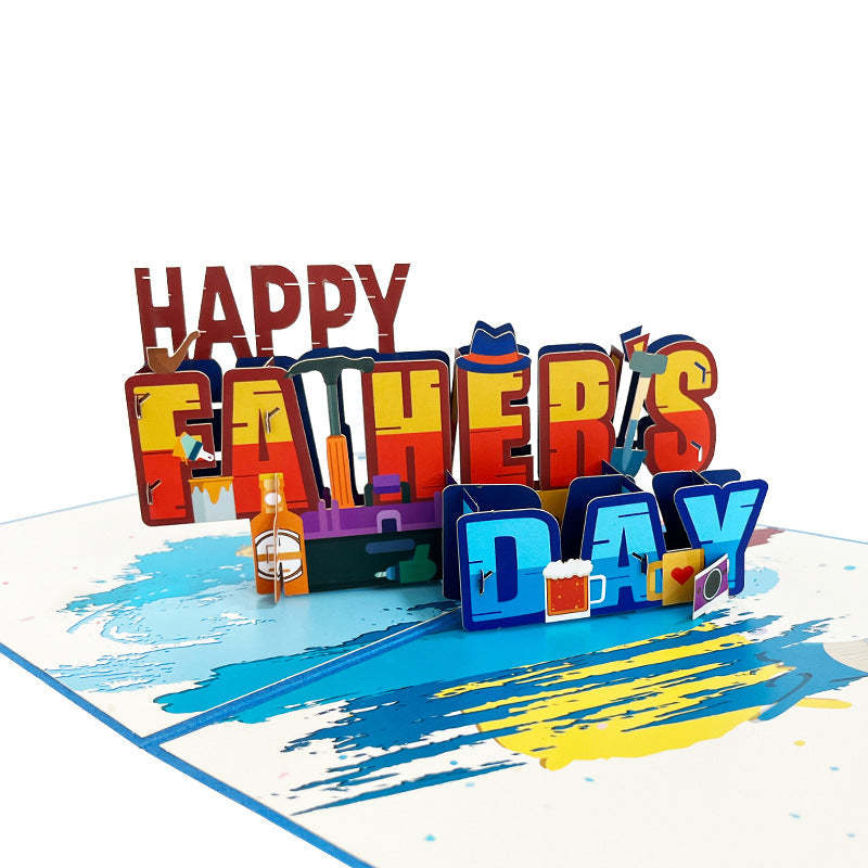 3D Pop Up Card Happy Father's Day Greeting Card Gift for Dad - auphotoblanket