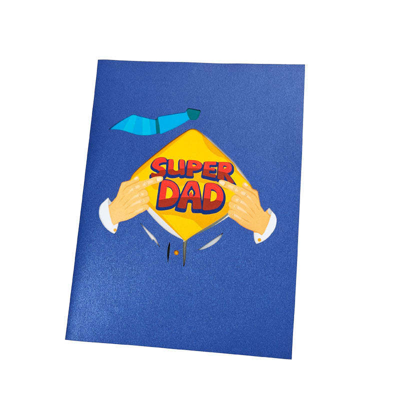 Father's Day Card 3D Pop Up Card Super Dad Greeting Card for Him - auphotoblanket