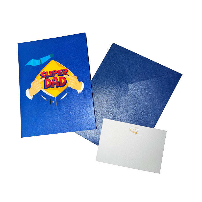 Father's Day Card 3D Pop Up Card Super Dad Greeting Card for Him - auphotoblanket