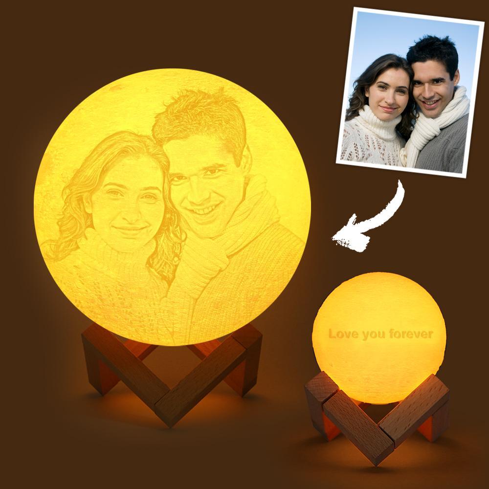 Custom Engraved 3D Printing Photo Moon Lamp - auphotoblanket