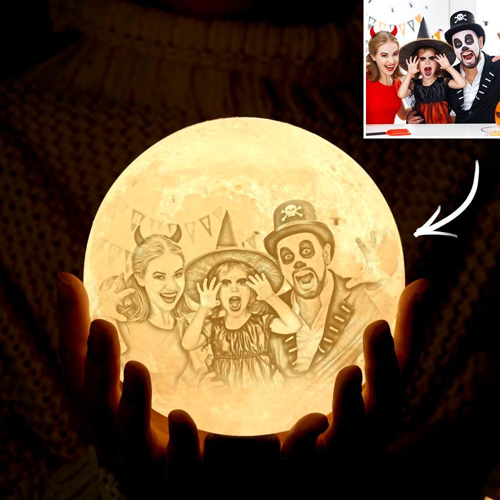 Halloween Gifts for Family Custom Photo Lamp 3D Printed Engraved Moon Lamp 2 Colors - auphotoblanket