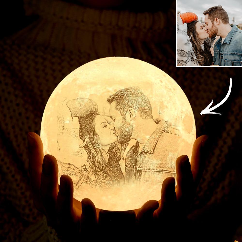 Halloween Gifts Custom Photo Lamp 3D Printed Moon Lamp 2 Colors for Love - auphotoblanket
