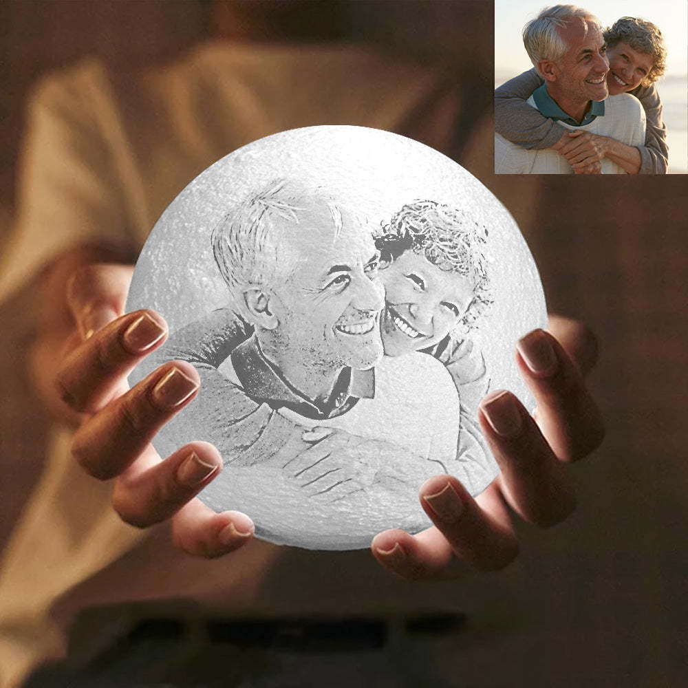 Anniversary Gifts Moon Photo Lamp Shades Personalized Picture Light for Couple& Engraving Custom 3D Print Luna Light Painting Light - auphotoblanket