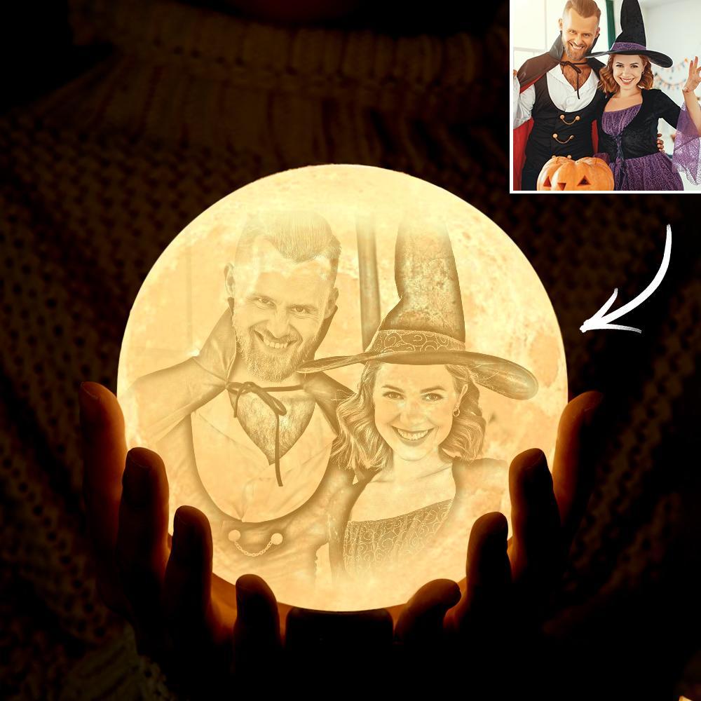 Halloween Couple Custom Photo Lamp 3D Printed Engraved Moon Lamp 2 Colors - auphotoblanket