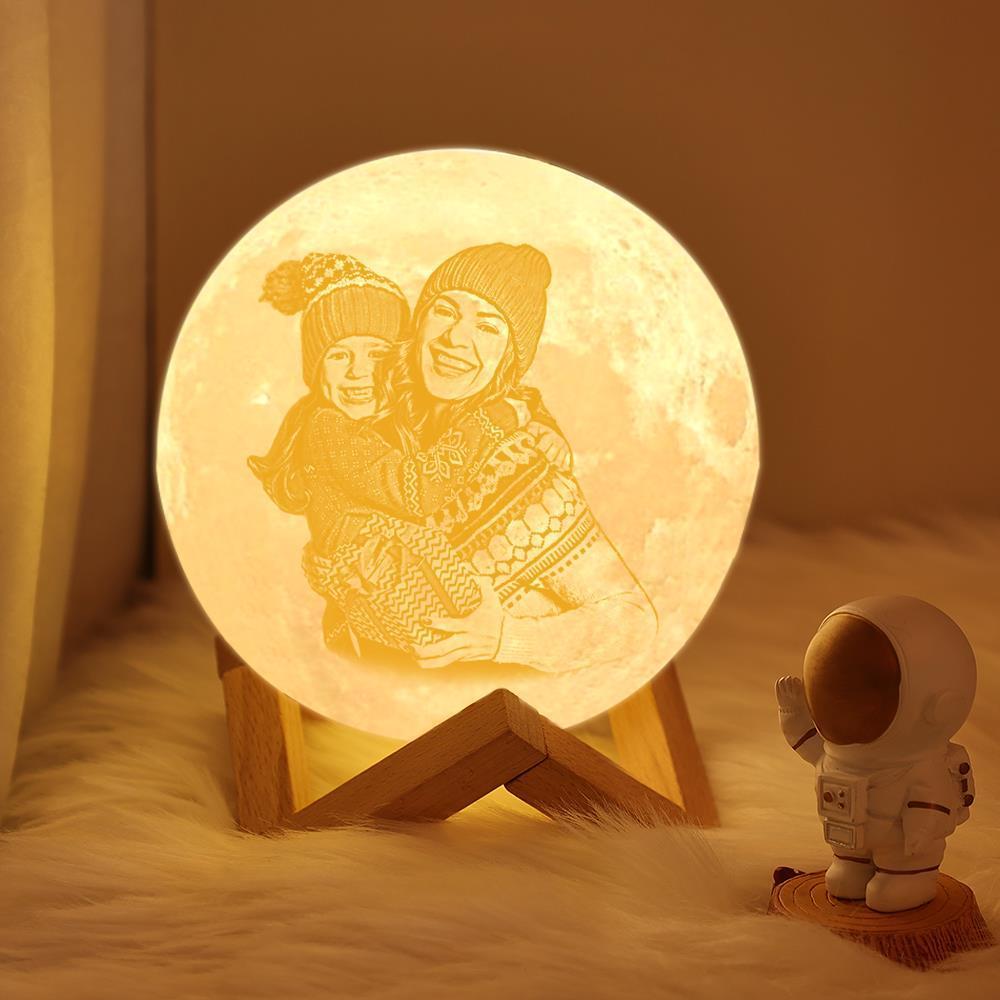 Custom 3D Print Mom Photo Moon Lamp Personalized Engraved Moon Lamp Best Festival Gift - auphotoblanket