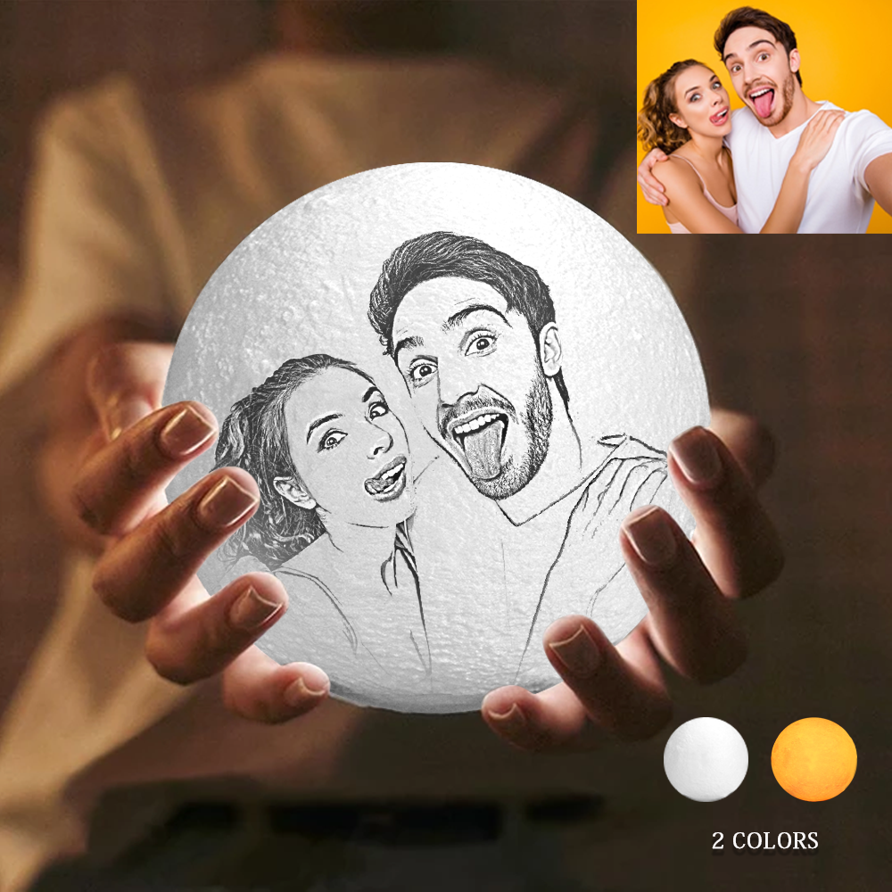 Personalized Lover Creative 3D Print photo Moon Lamp,Engraved Lamp - Touch Two Colors - auphotoblanket