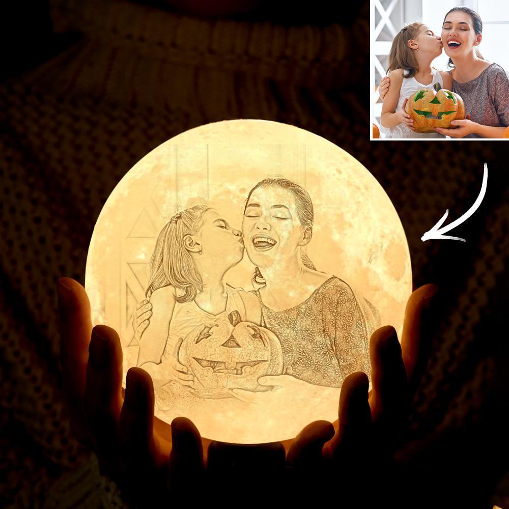 Halloween Light Custom Photo Lamp 3D Printed Engraved Moon Lamp 2 Colors - auphotoblanket