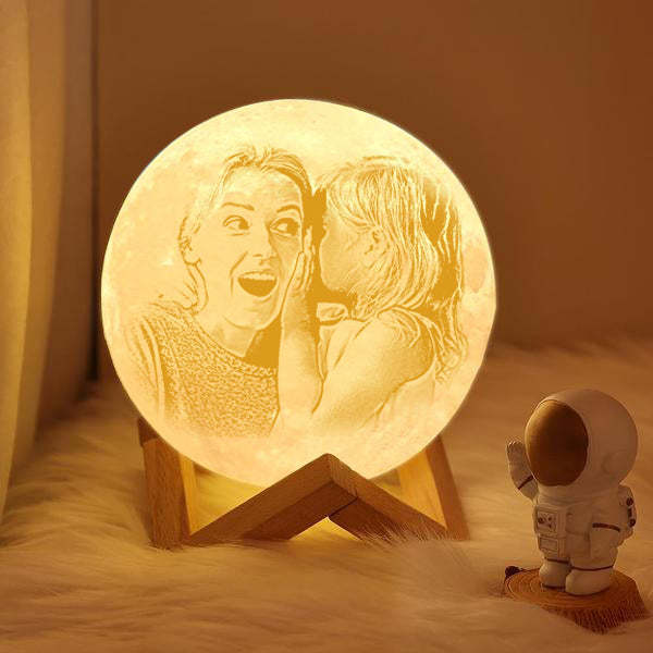 Gifts for Her Personalized Moon Lamp Photo & Engraving Custom 3D Print Luna Light - auphotoblanket