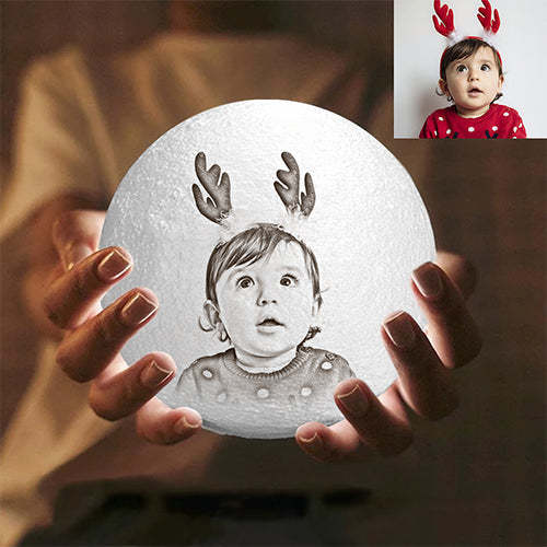 Gifts for Men Personalized Photo Moon Lamp 3D Printed Engraved Name Light(10CM-15CM) - auphotoblanket
