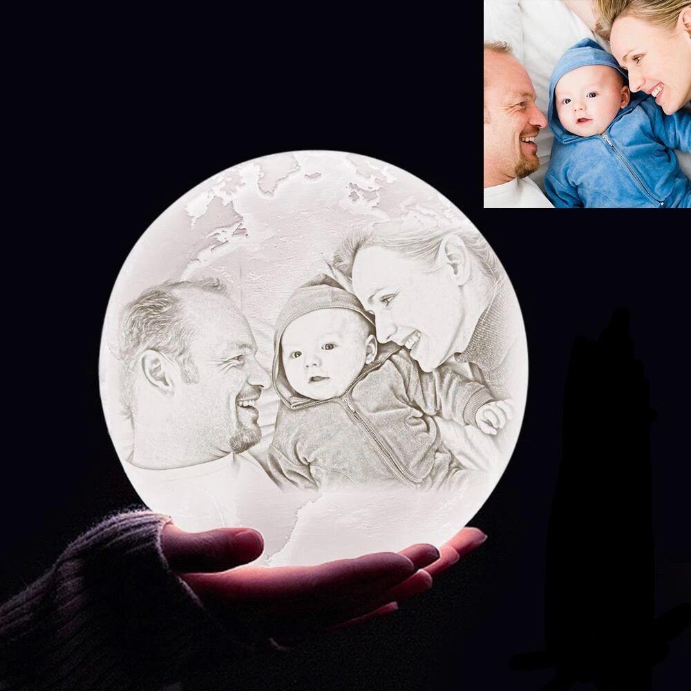 Custom 3D Printing Photo Moon Light With Your Text-For Valentine-Touch Two Colors(10-15cm) - auphotoblanket