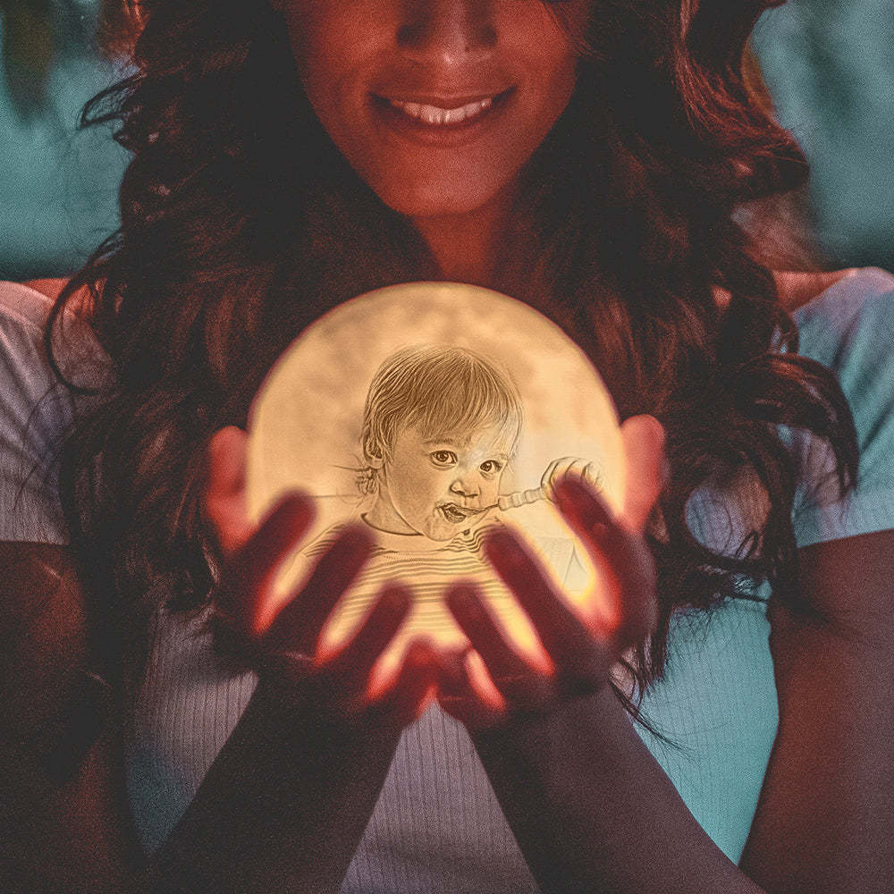 Personalized Creative 3D Print photo Moon Lamp, Engraved Lamp(10CM-15CM) - auphotoblanket