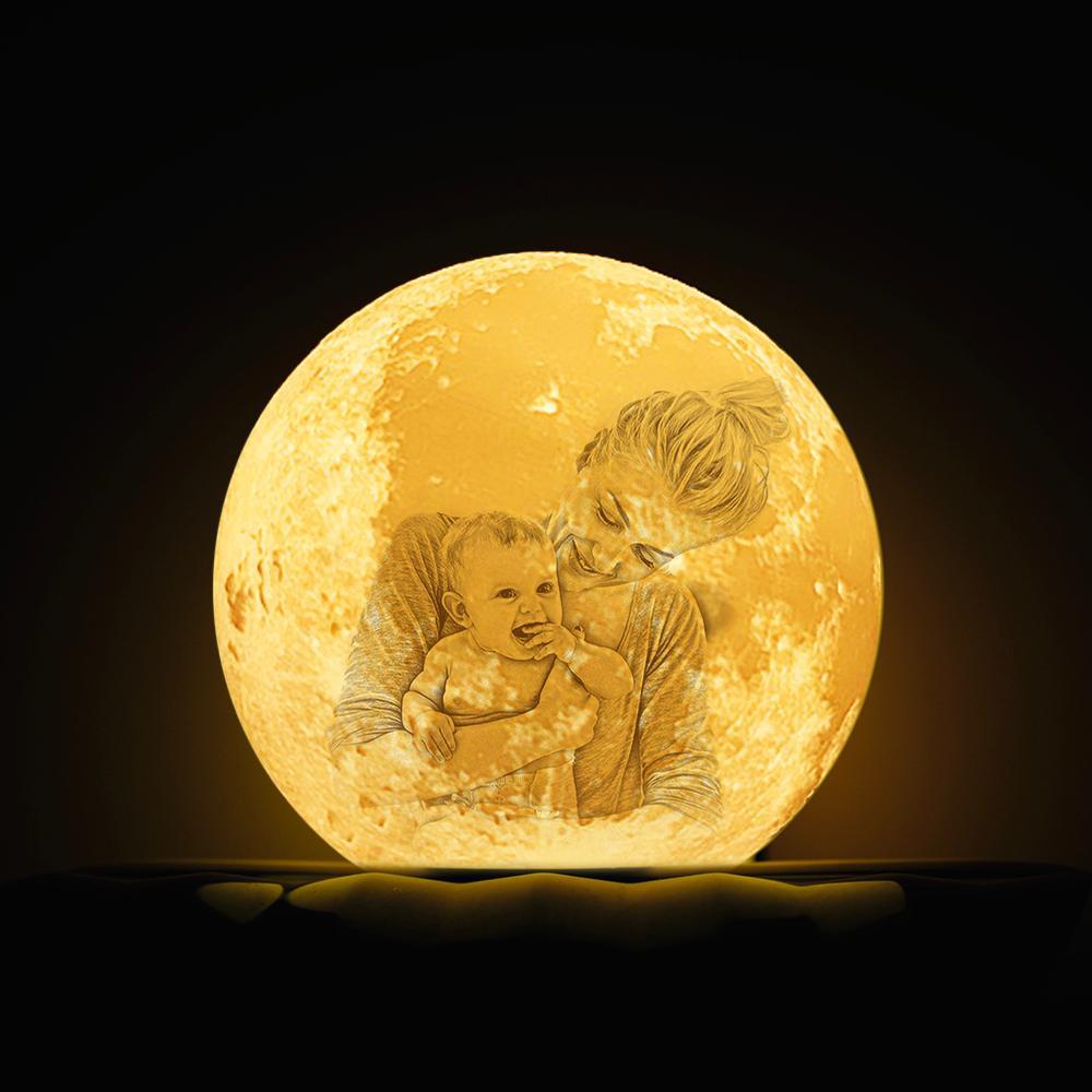 Birthday Presents for Mom Moon Lamp Canada Shades Personalized Photo Gifts 3D Printed Picture Light Moon Painting Light - auphotoblanket