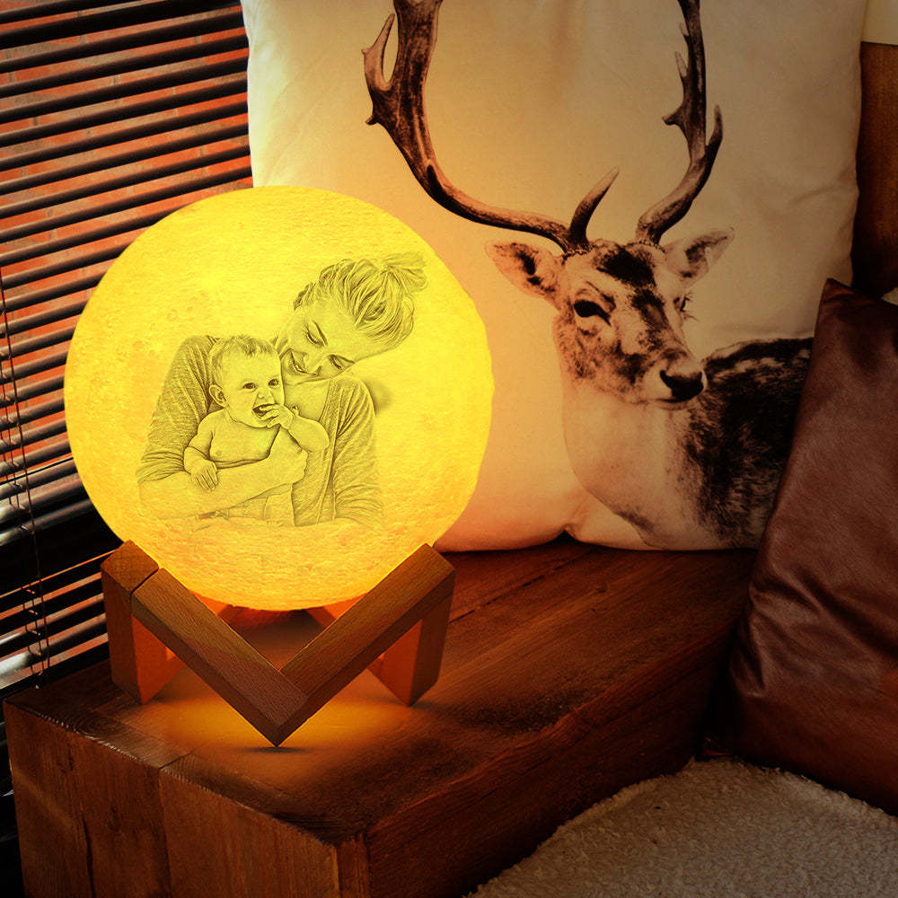 Photo Moon Lamp Personalized 3D Printed Picture Light Moon Painting Light Gifts for Mom - auphotoblanket