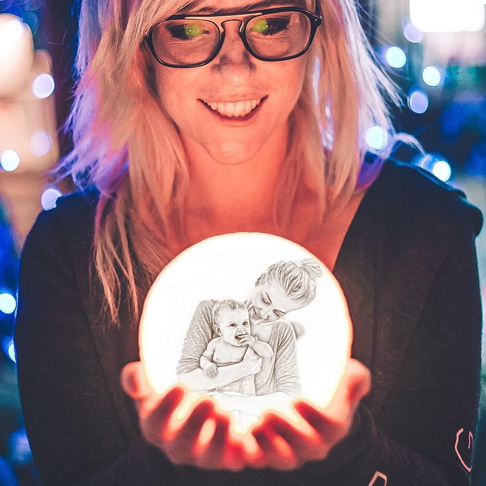 Birthday Presents for Mom Moon Lamp Canada Shades Personalized Photo Gifts 3D Printed Picture Light Moon Painting Light - auphotoblanket