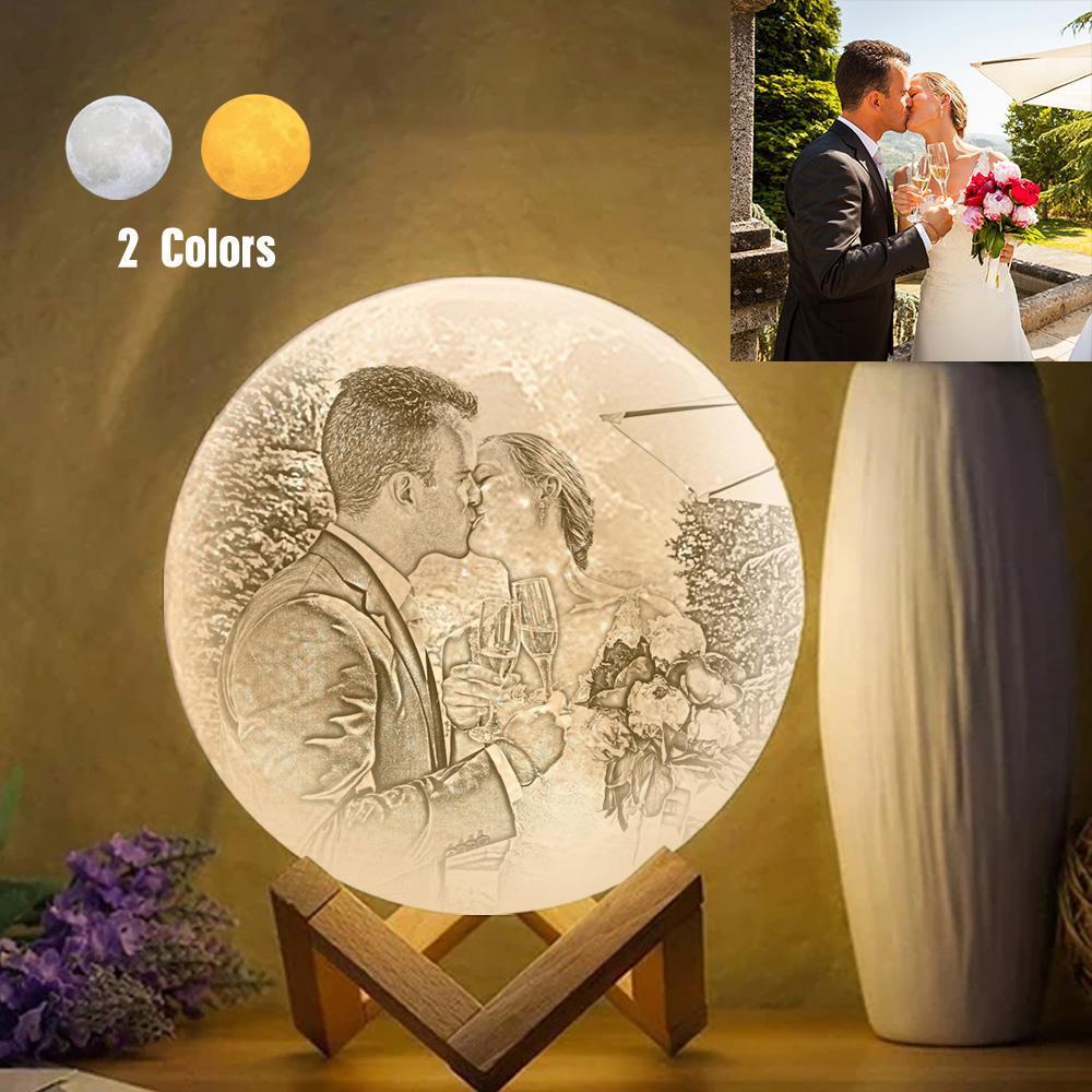 Personalized Lover Creative 3D Print photo Moon Lamp,Engraved Lamp - Touch Two Colors - auphotoblanket