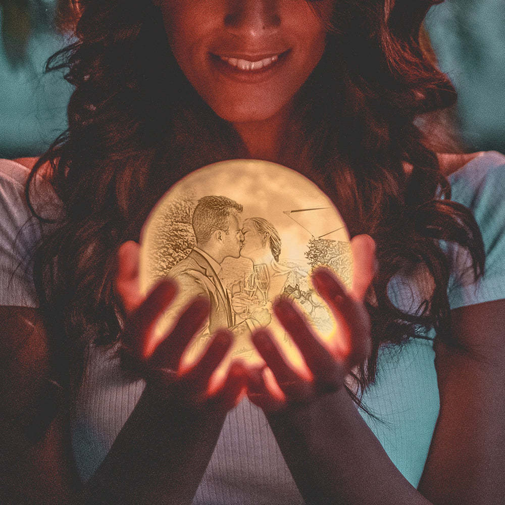 Gifts for Her Personalized Moon Lamp Photo & Engraving Custom 3D Print Luna Light - auphotoblanket