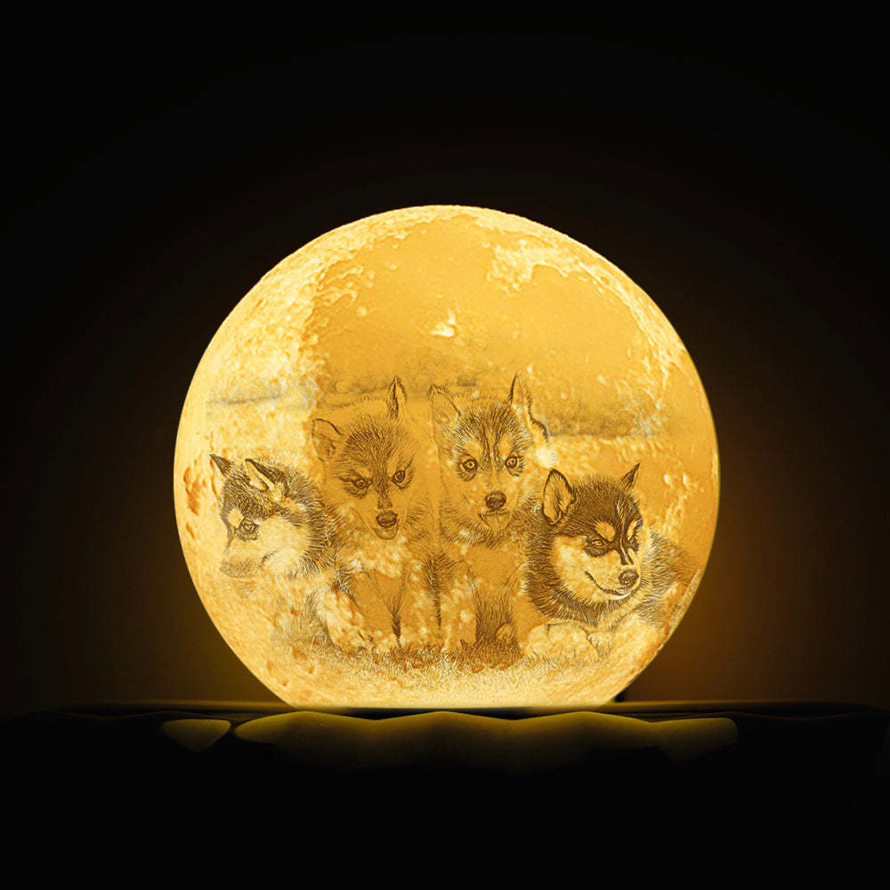 Wedding Gifts Custom Moon Lamp With Photo Personalized Engraved 3D Printing Light - auphotoblanket