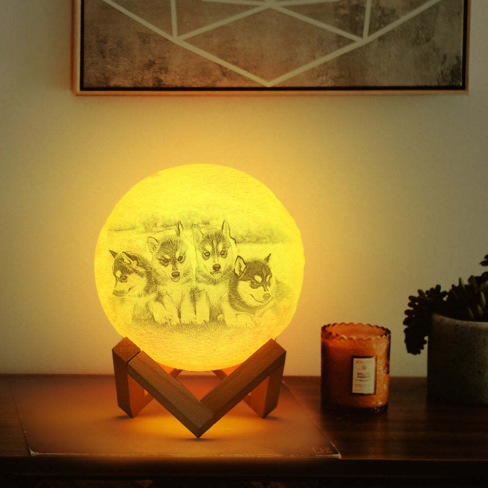 Wedding Gifts Custom Moon Lamp With Photo Personalized Engraved 3D Printing Light - auphotoblanket