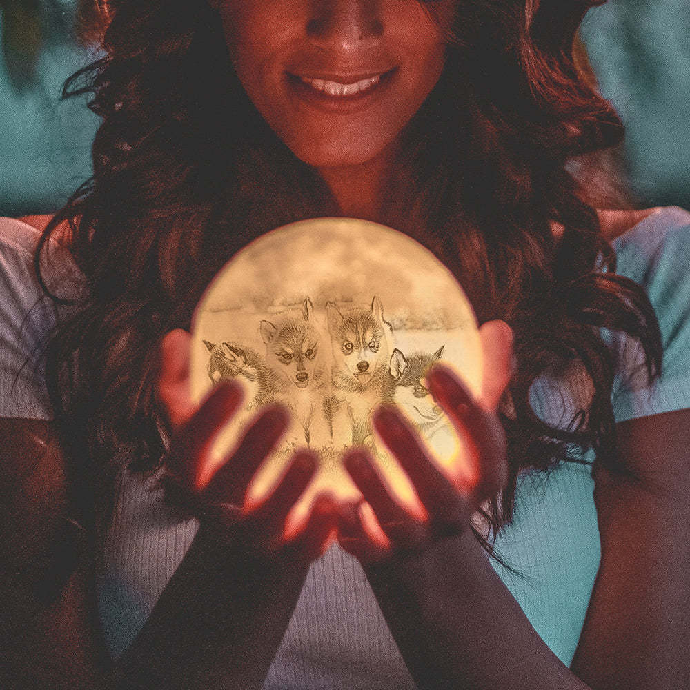 Wedding Gifts Custom Moon Lamp With Photo Personalized Engraved 3D Printing Light - auphotoblanket