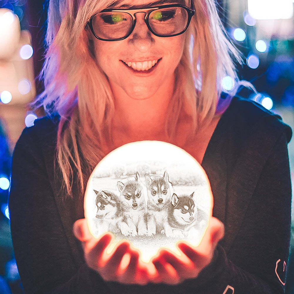 Wedding Gifts Custom Moon Lamp With Photo Personalized Engraved 3D Printing Light - auphotoblanket