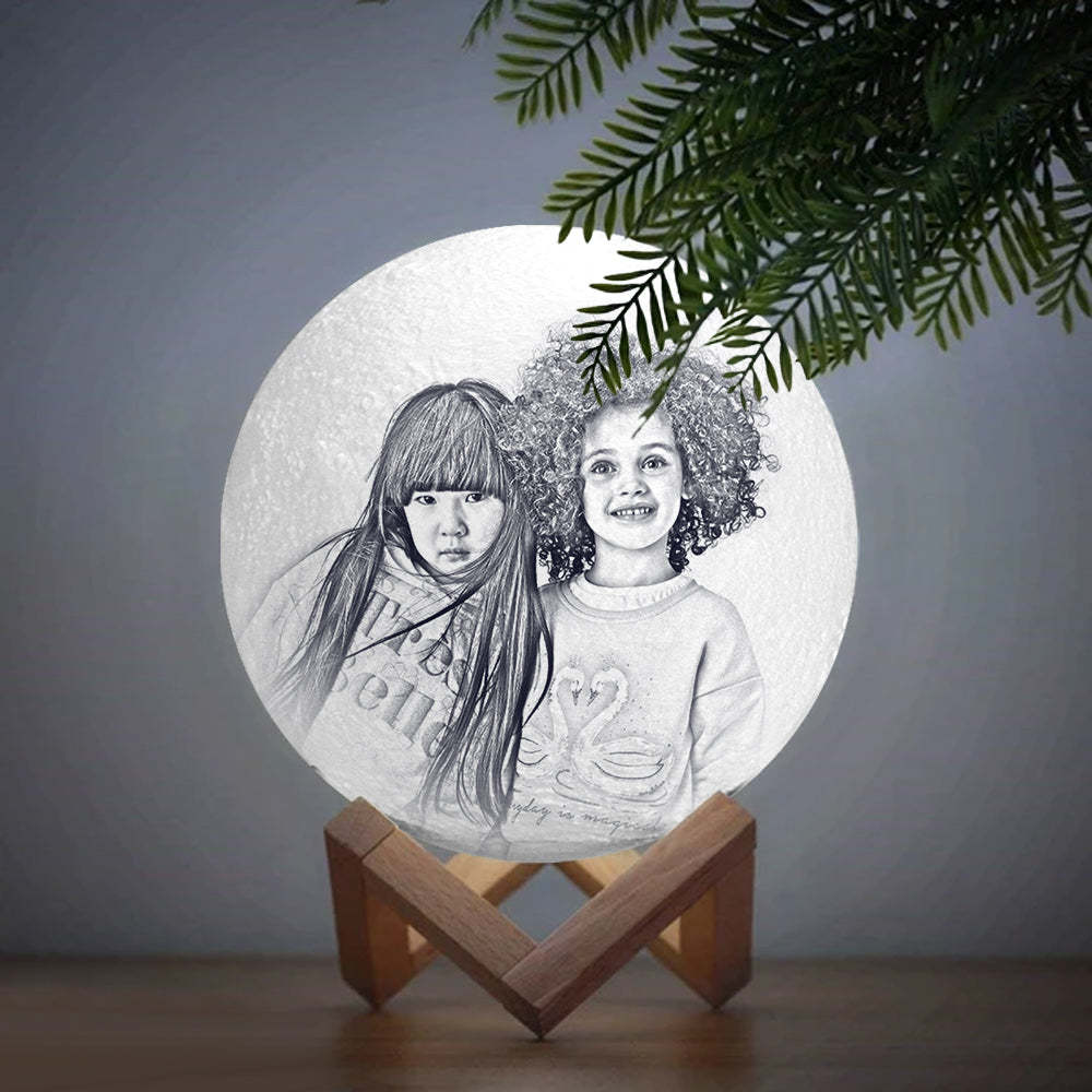Gifts for Men Personalized Photo Moon Lamp 3D Printed Engraved Name Light(10CM-15CM) - auphotoblanket