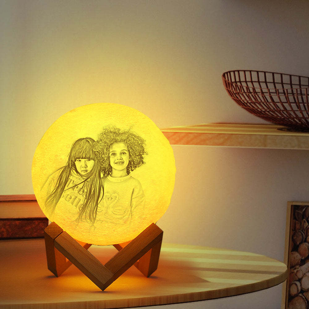 Gifts for Men Personalized Photo Moon Lamp 3D Printed Engraved Name Light(10CM-15CM) - auphotoblanket