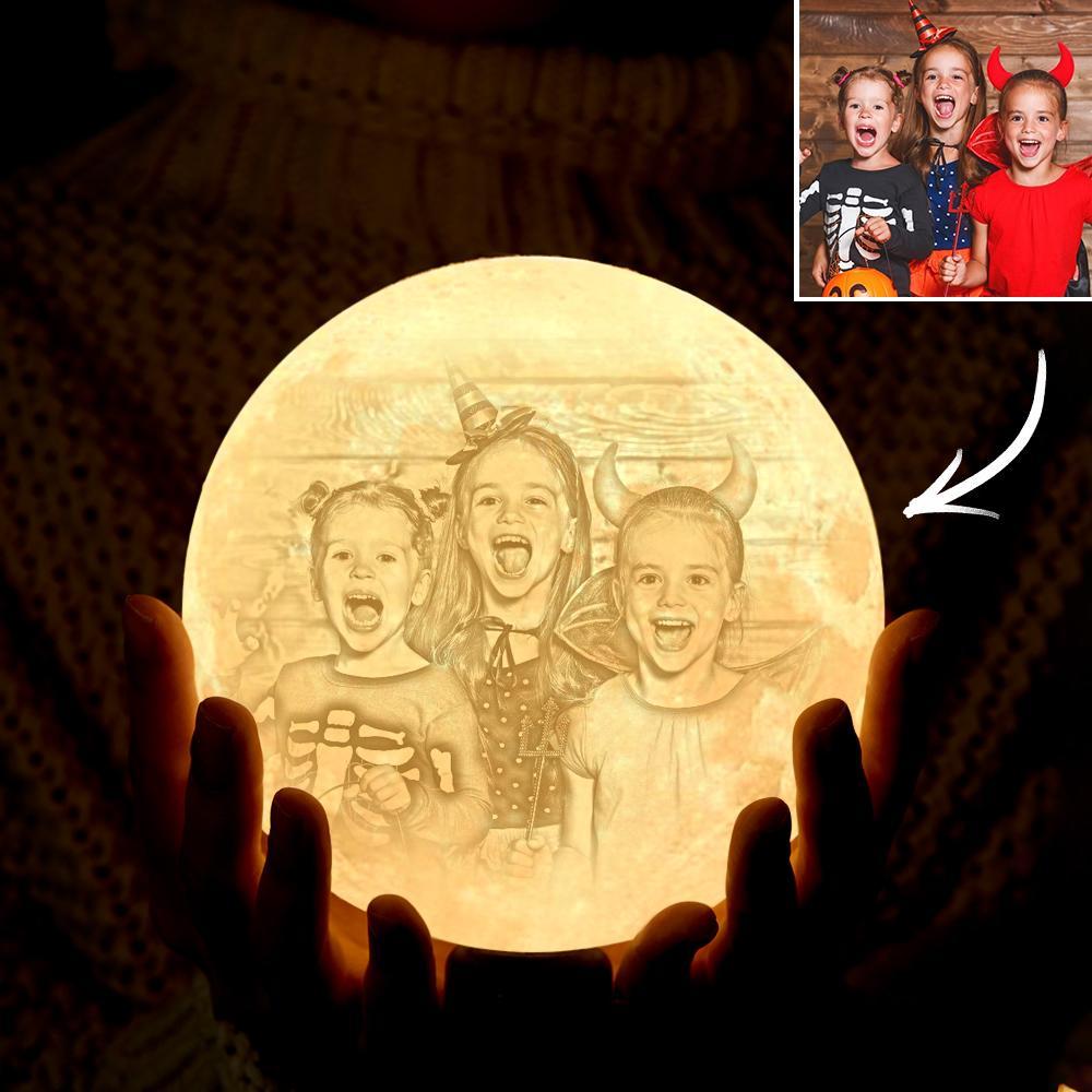 Halloween Gifts 2 Colors Custom Photo Lamp 3D Printed and Engraved Moon Lamp - auphotoblanket