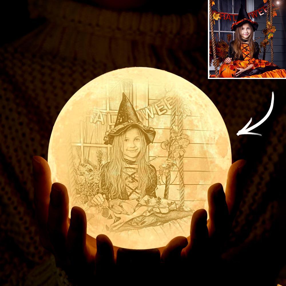 Halloween Decoration Custom Photo Lamp 3D Printed Engraved Moon Lamp 2 Colors - auphotoblanket
