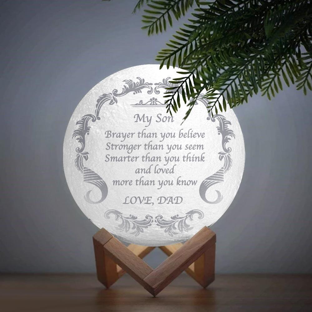 Engraved Moon Lamp, Personalized 3D Moon Lamp Best Gifts - Touch Two Colors 15cm Available - auphotoblanket