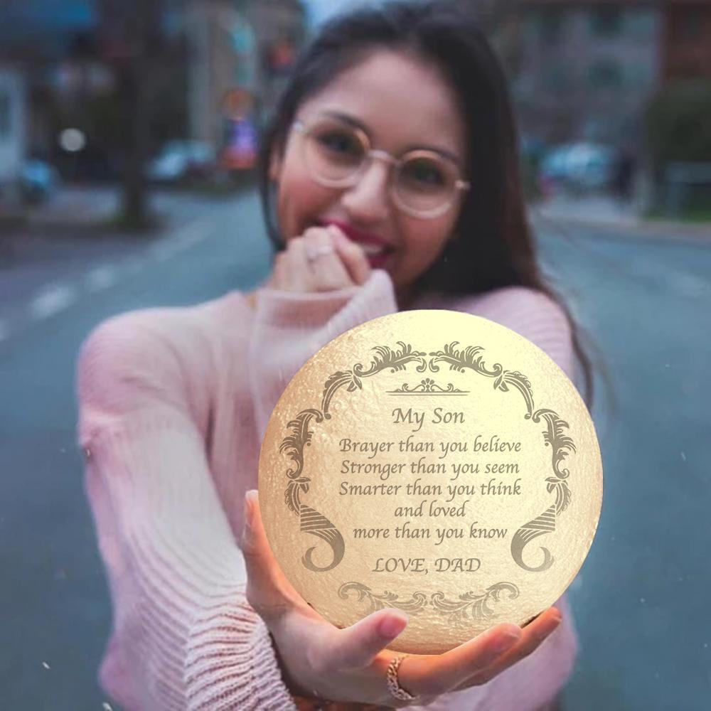 Engraved Moon Lamp, Personalized 3D Moon Lamp Best Gifts - Touch Two Colors 15cm Available - auphotoblanket