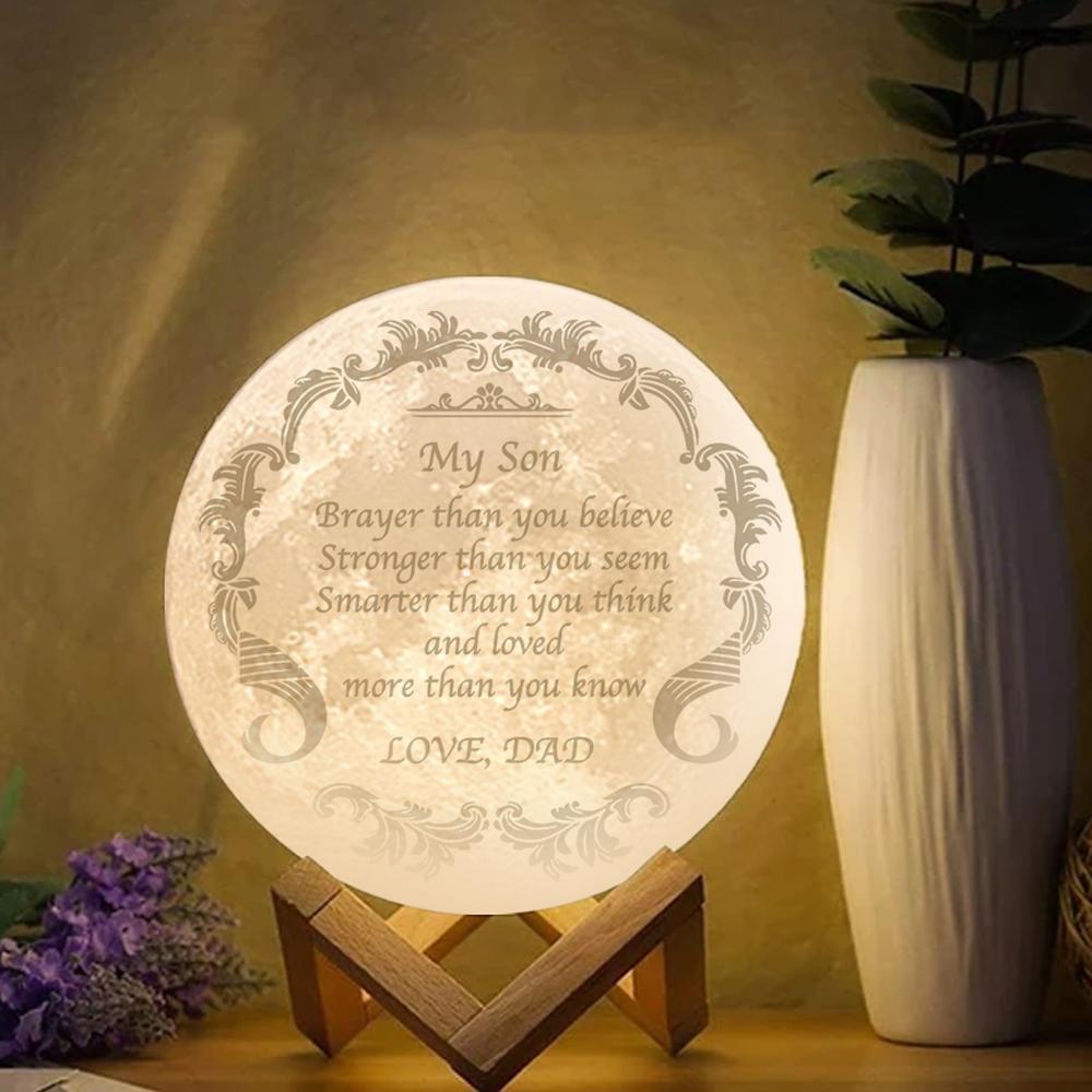 Engraved Moon Lamp, Personalized 3D Moon Lamp Best Gifts - Touch Two Colors 15cm Available - auphotoblanket