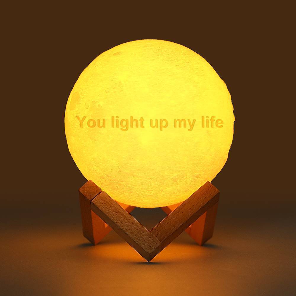 Moon Light Lamp 3D Printing Photo&Engraved Words Touch 3 Colors - auphotoblanket