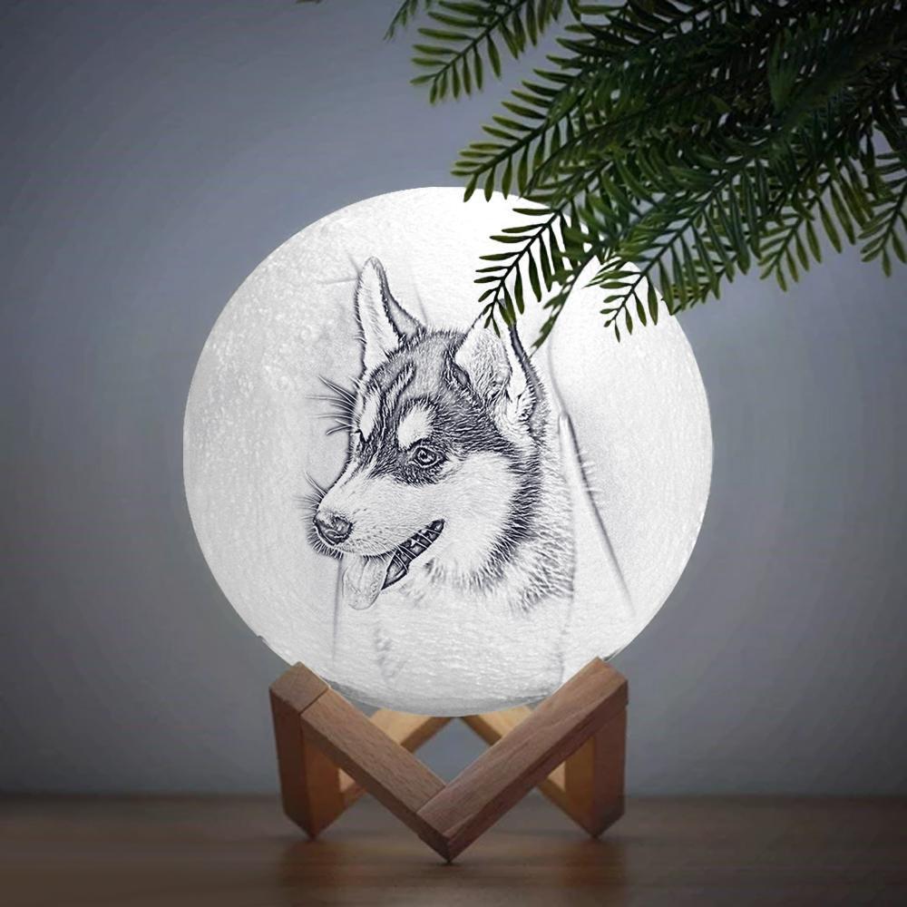 Custom Engraved 3D Printing Photo Moon Lamp Cute Pet - auphotoblanket