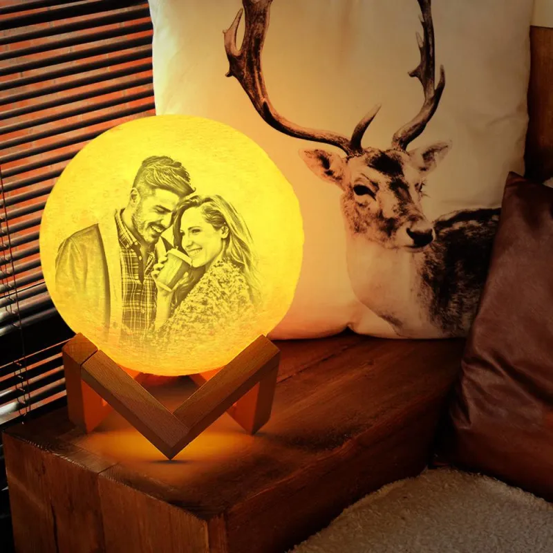 Moon Lamp 3D Printing Photo&Engraved Moon Lamp -Touch 3 Colors - auphotoblanket