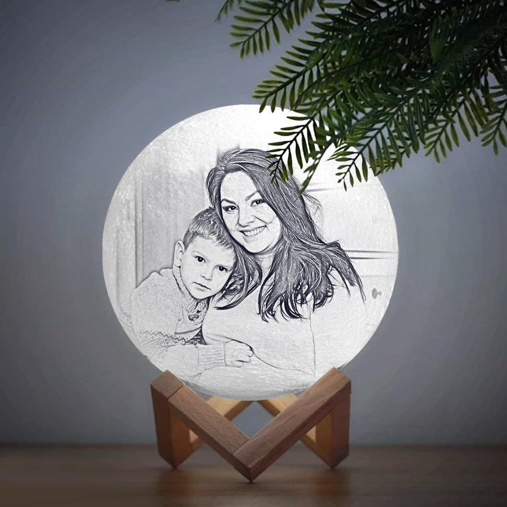 Mother Gifts Personalised Engraved 3D Photo Moon Lamp - auphotoblanket