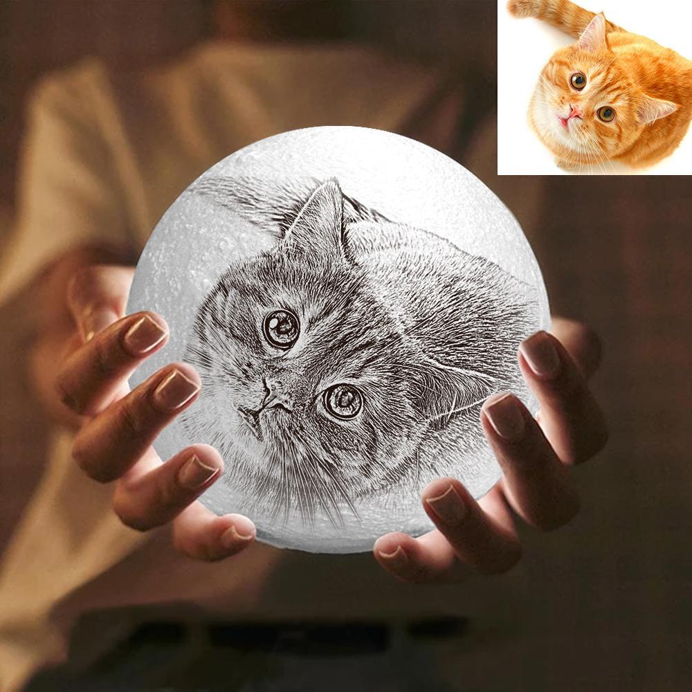 Personalised Engraved 3D Photo Moon Lamp for Pet Lovers - auphotoblanket