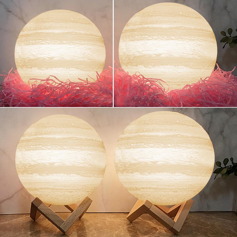 Custom Cute Pet 3D Printed Jupiter Lamp Personalized Gift - Touch Two Colors (10-15cm) - auphotoblanket