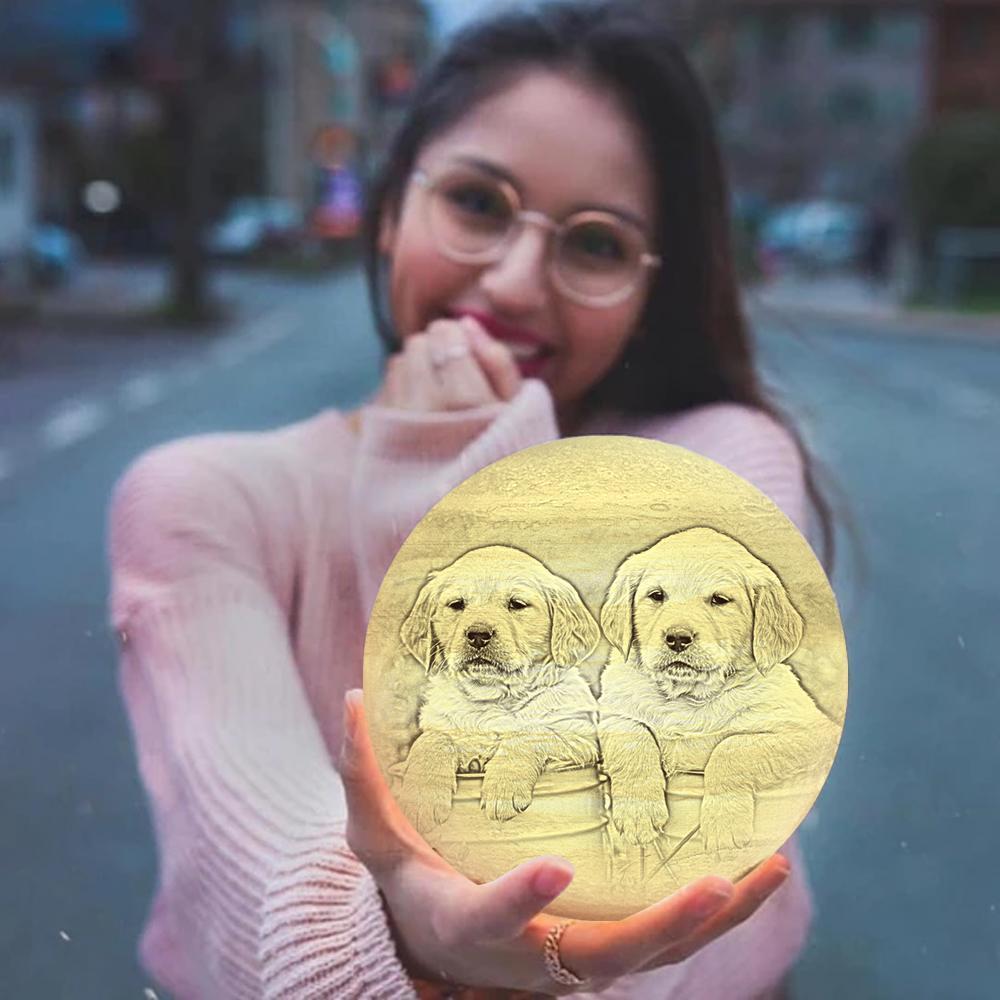 Custom Cute Pet 3D Printed Jupiter Lamp Personalized Gift - Touch Two Colors (10-15cm) - auphotoblanket