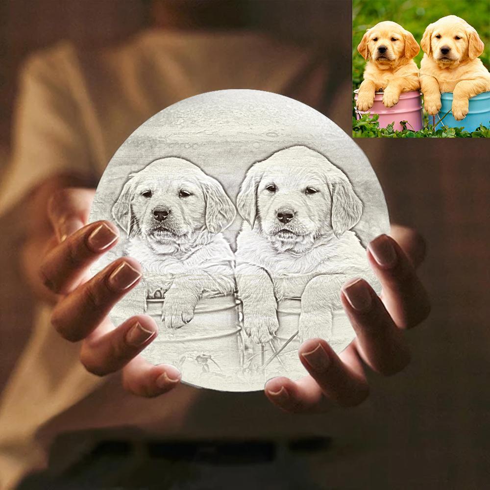 Custom Cute Pet 3D Printed Jupiter Lamp Personalized Gift - Touch Two Colors (10-15cm) - auphotoblanket
