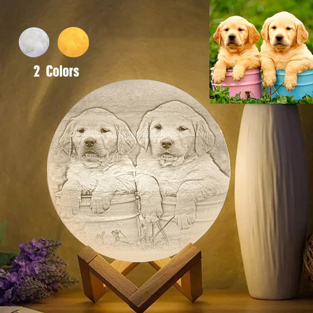 Custom Cute Pet 3D Printed Jupiter Lamp Personalized Gift - Touch Two Colors (10-15cm) - auphotoblanket