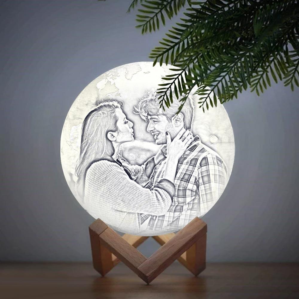 Custom Engraved 3D Printing Photo Earth Lamp | Touch to Convert 2 Colors - auphotoblanket