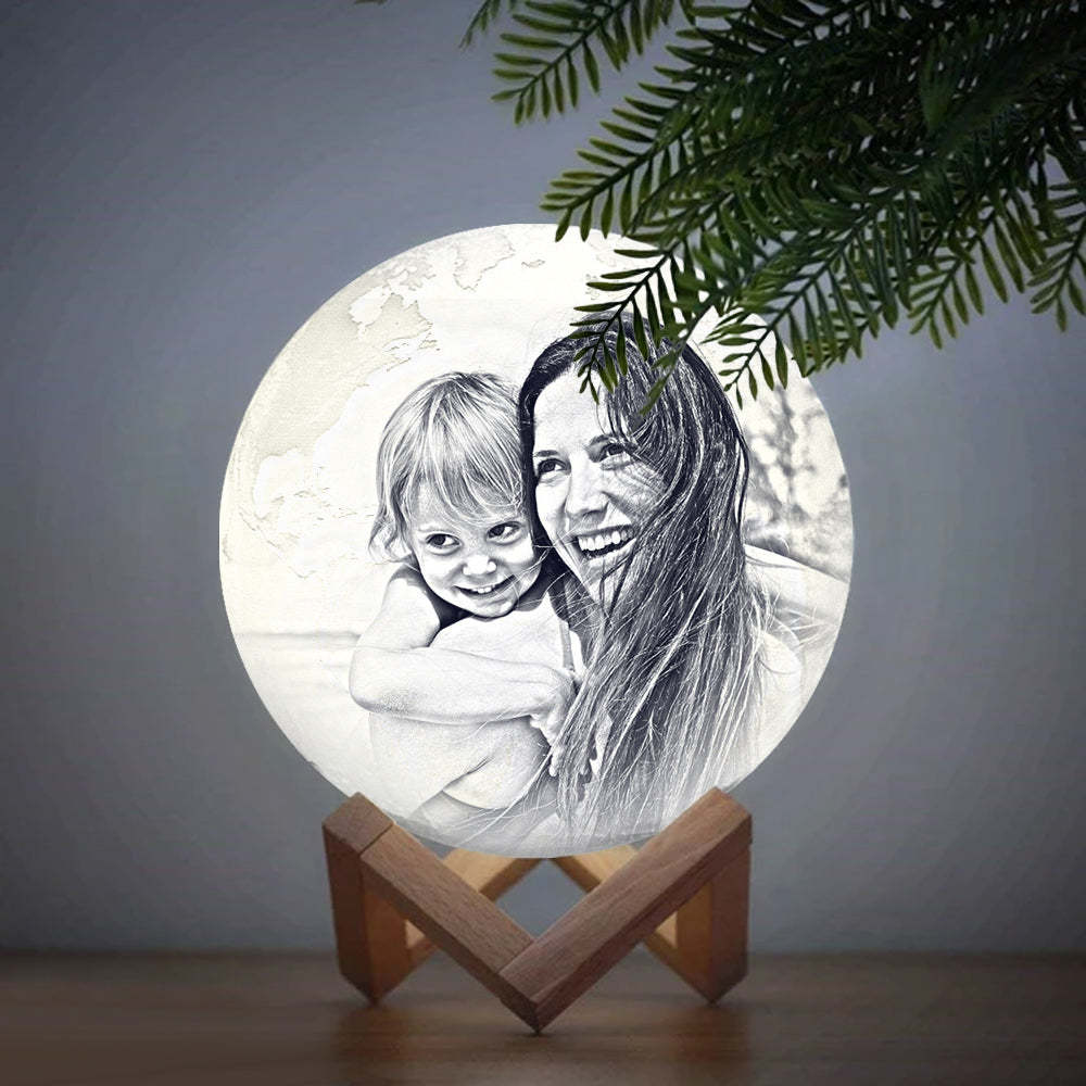 Two Colors Magic Lunar Customized Earth Lamp With Text, Engraved Photo Lamp (10-15cm) - auphotoblanket