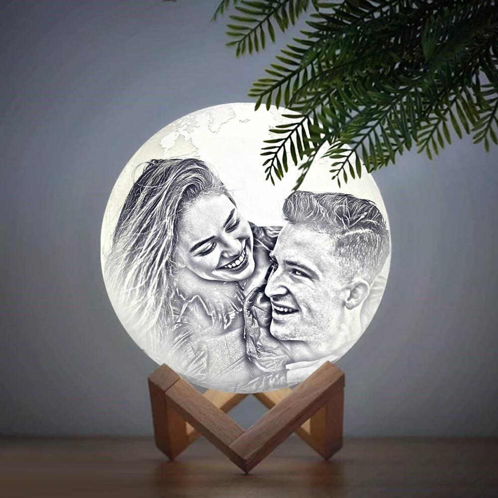 Magic Lunar Customized Earth Lamp With Text, Engraved Photo Lamp For Lover - Touch Two Colors (10-20cm)