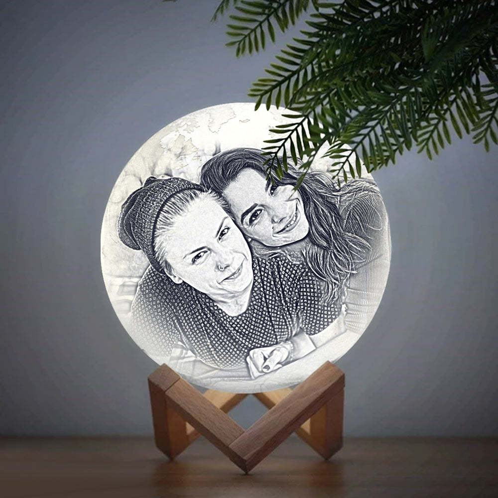 Magic Lunar Customized Earth Lamp With Text, Engraved Photo Lamp For Friend - Touch Two Colors (10-15cm) - auphotoblanket