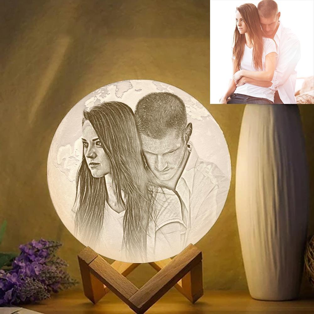 Personalised Earth Engraved 3D Printing Earth Light, Lamp Jupiter -Touch Three Colors (10-20cm)